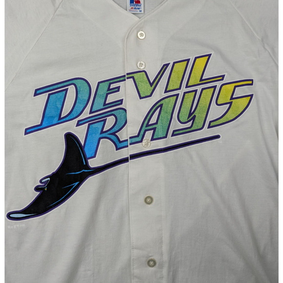 Vintage Tampa Bay Devil Rays Jersey Mens Medium 90s Baseball Russel MLB Sports - Picture 2 of 9